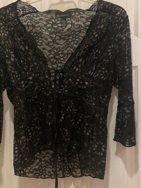 PERFECT INC BLACK FLORAL LACE BLAZER size PL